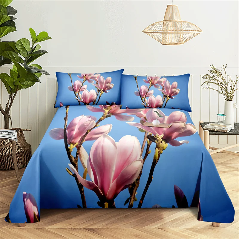 

Natural Flowers 0.9/1.2/1.5/1.8/2.0m Queen Sheet Set Flat Sheet Bed Sheets and Pillowcases Bedroom Bed Sheet Set Bedding Set