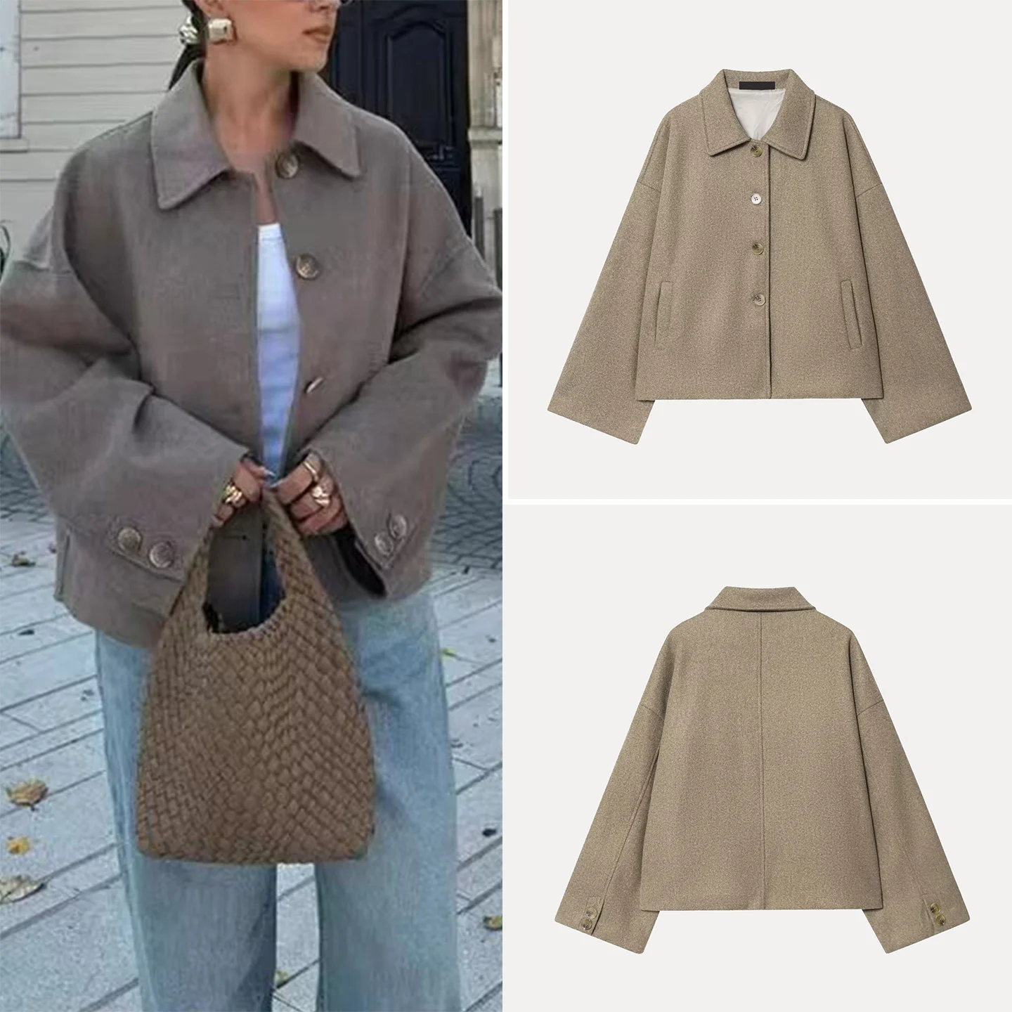 

Faionable ort irt воротник шерстяное пальто для женщин универсальное осеннее новое поступление Ele простой дизайн женская верхняя одежда