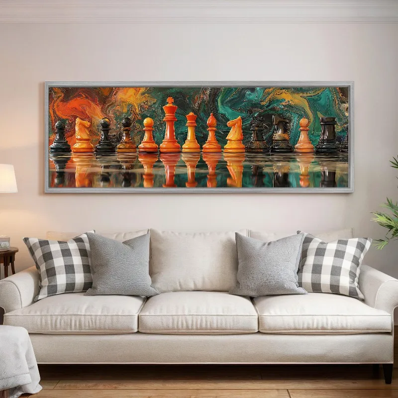 Abstract Modern Chess Posters and Prints Canvas Printing Black and White Interior Wall Art Pictures for Living Room Home Decor view 4