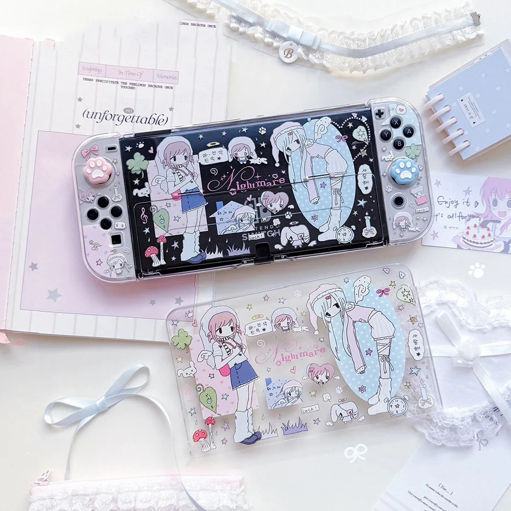 Y2K Style Protective Case for Nintendo Switch / OLED / Lite / Switch 2 - Asian Aesthetic Hard Shell , Dream Night Girl view 2