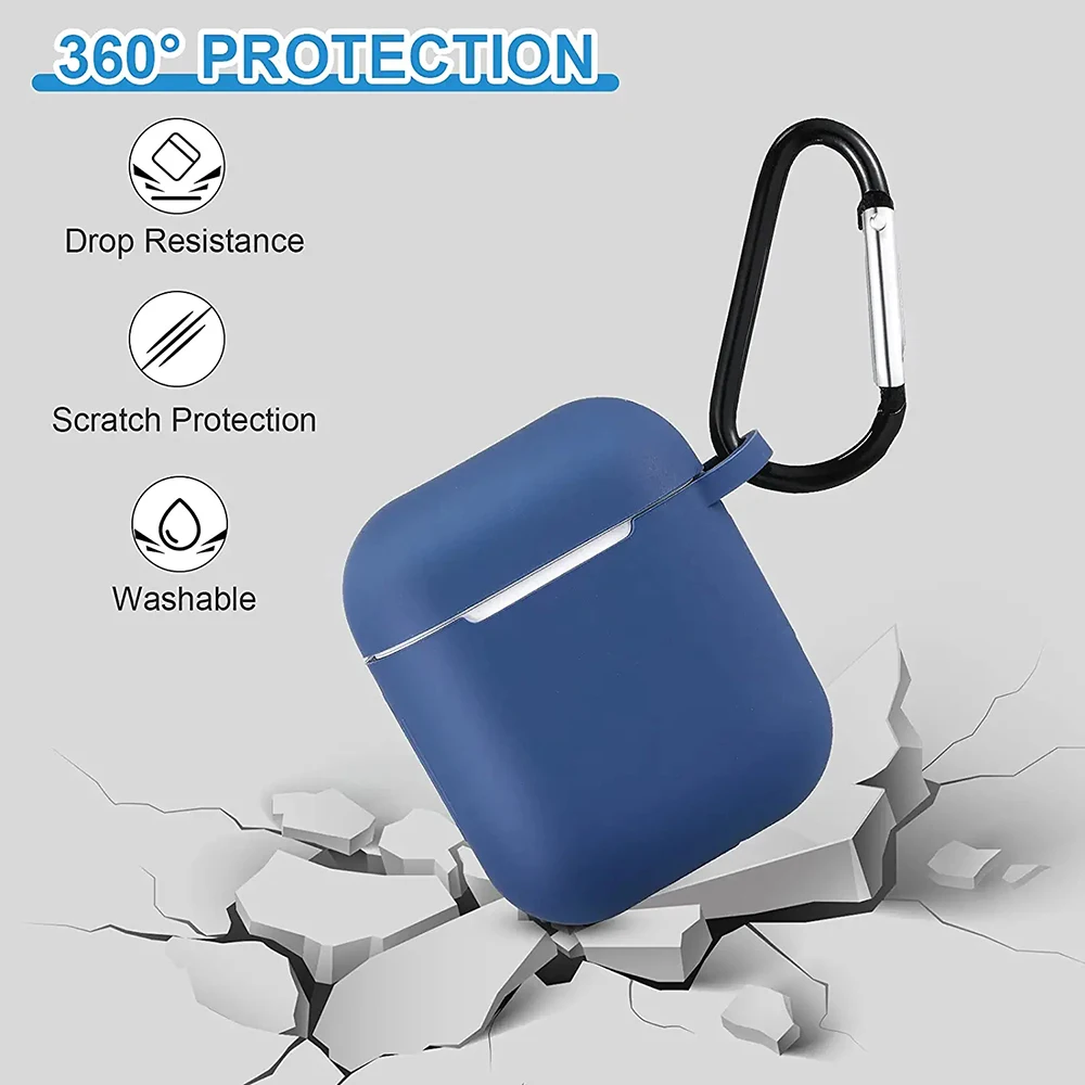 TPU Case Cover with Secure Lock Keychain Protective Silicone Cover Compatible with AirPods 2/1 Earphones (AirPods Not Included)