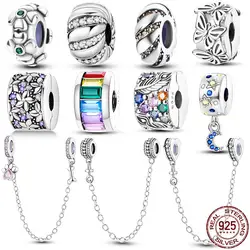 Fit 3mm Bracelet Securing Clip 925 Sterling Silver Dragonfly Rubber Stopper Safety Chain Charms DIY Jewelry For Women Gift