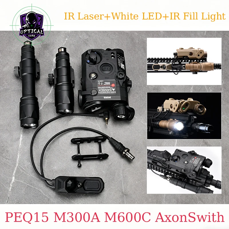 

WADSN LA PEQ15 Laser IR M300A Mini Scout Light M600C LED Tactical Flashlight SF Plug 2.5 Axon Pressure Remote Switch PEQ Aim