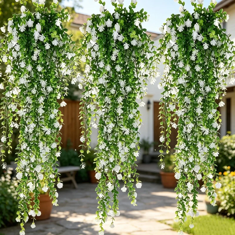 3er-Pack künstliche Eukalyptus-Teefloralranken, hängende Blumendekorationen, geeignet für Innen- und Außendekoration, ohne Topfpflanzen, Hochzeitsdekorationen für den Innenbereich, für den