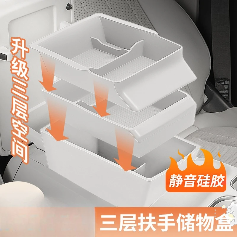 For Geely Xingyuan EX2 Center Console Armrest Storage Box Organizer – Dual-Layer Divided Tray Non-Slip Interior Accessories