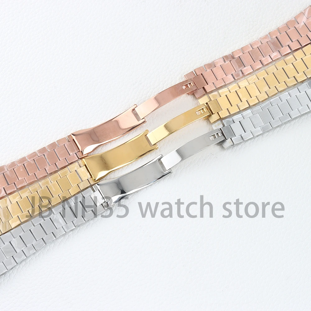 Rose Gold/Gold/Silver 20mm Width Presidential Watch Band Solid 316L Stainless Steel Bracelet Folding Buckle Link Strap