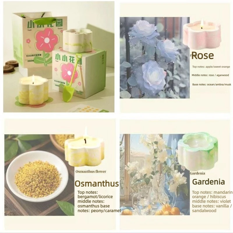 Happy Blossom Flower Shaped Scented Candle Creative Aromatherapy Candle for Home Decor Relaxation Gift