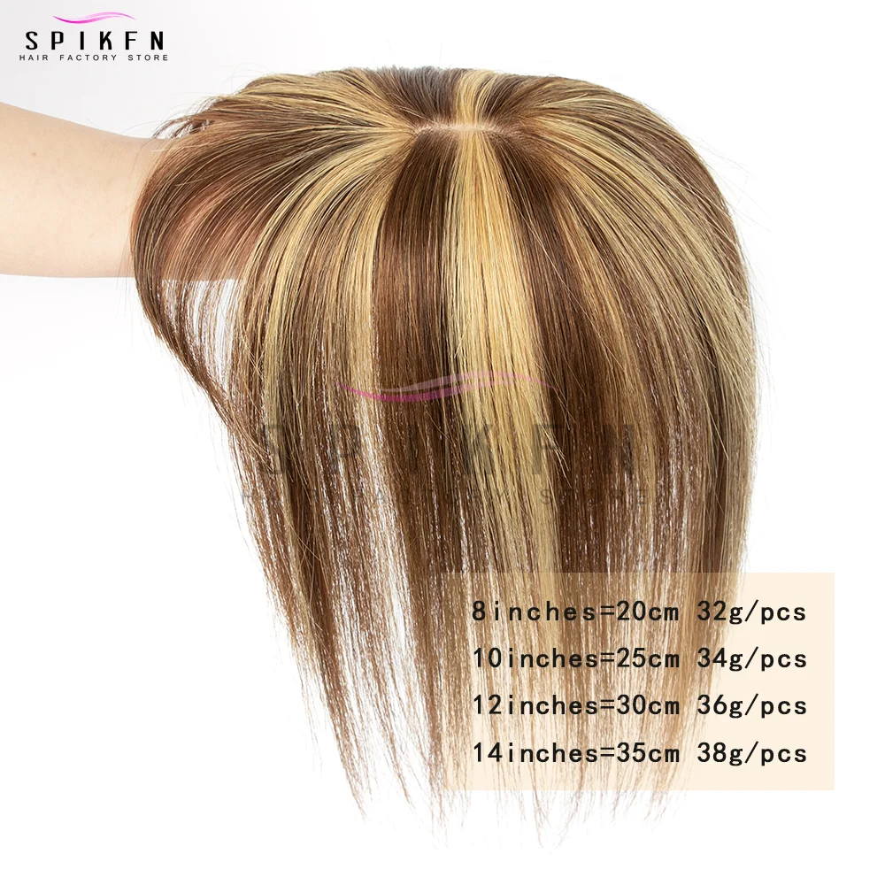 20-35 センチメートル本物の人毛トッパー自然なストレートヘアピース 8x12 センチメートル通気性のあるヘアベース女性のための脱毛や前髪のヘアスタイル