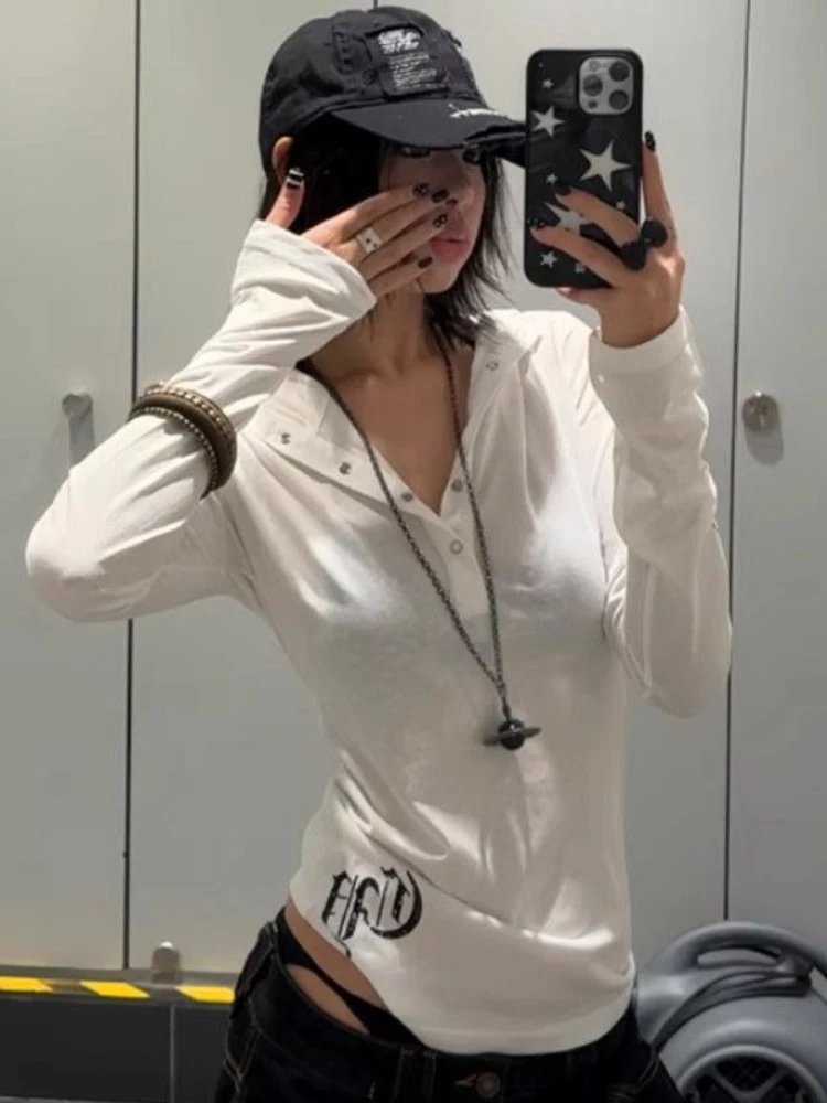 

Пуловеры с длинными рукавами в американском стиле ретро, толстовки, женские топы, новинка 2025, свободная толстовка с капюшоном и v-образным вырезом, уличная одежда, тонкий повседневный топ с принтом