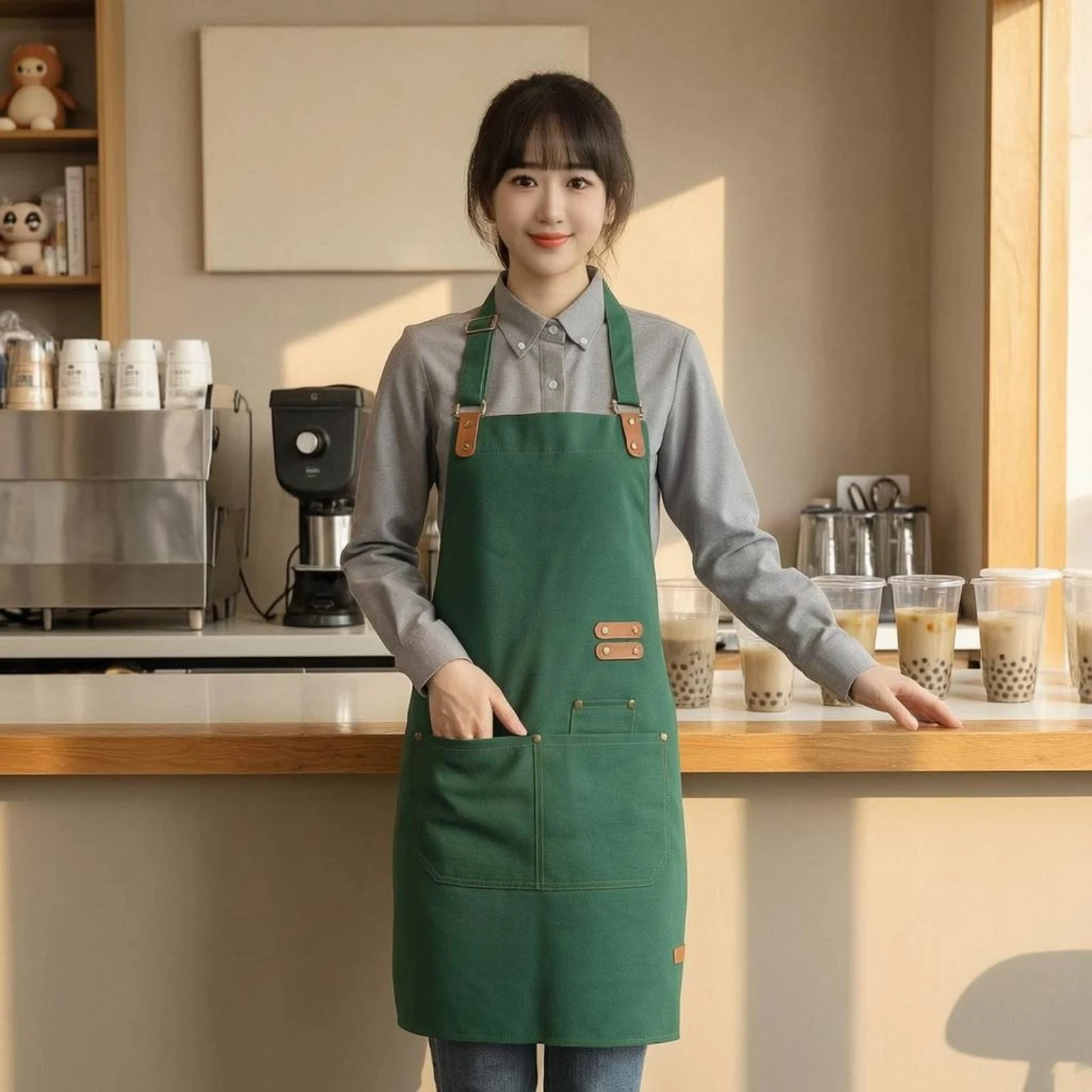 Waterproof Work Apron Utility Pockets Anti-Splash Apron Safeguarding Clothing Front Pocket Workwear Water Repellent
