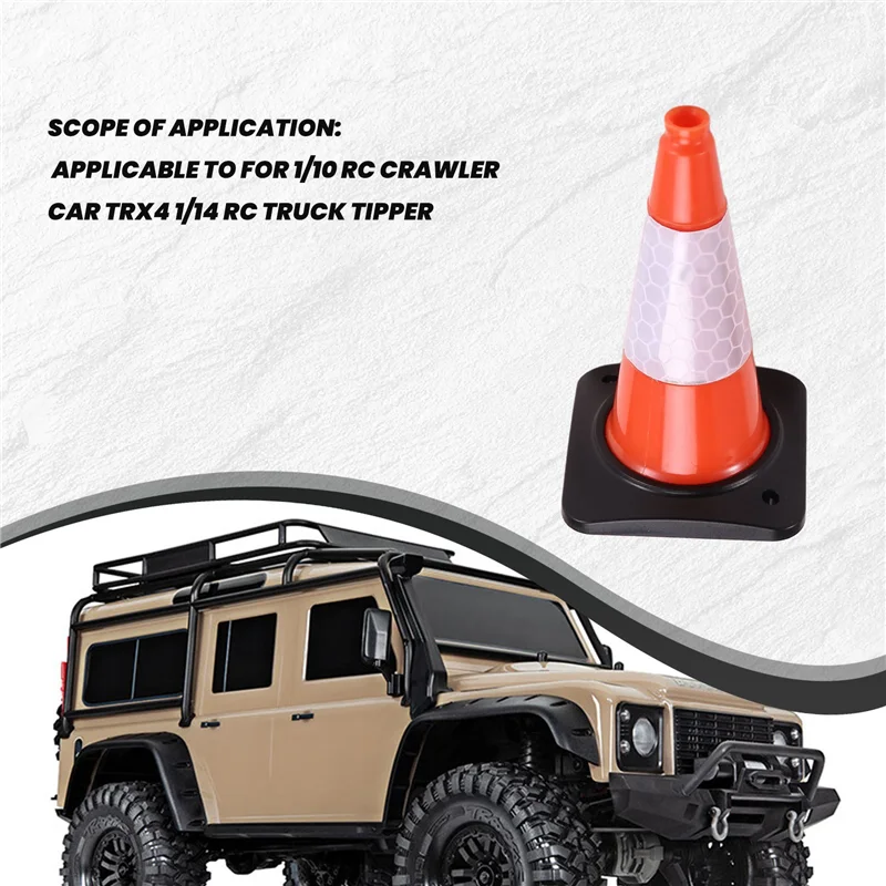 A45F-2PCS Simulation Road Cone Reflective Cone Model For 1/10 RC Crawler Car TRX4 1/14 RC Truck Tipper