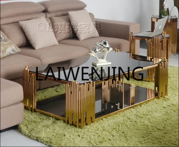 New Stainless Steel Living Room Coffee Table/European Personality Creative Hotel Club Glass Sofa Table