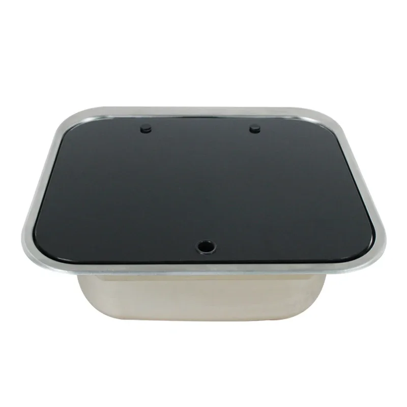 

RV Camping 304 Stainless Steel Wash Basin Sink With Tempered Glass Square Flap Camping Accessories Suitable For Caravans