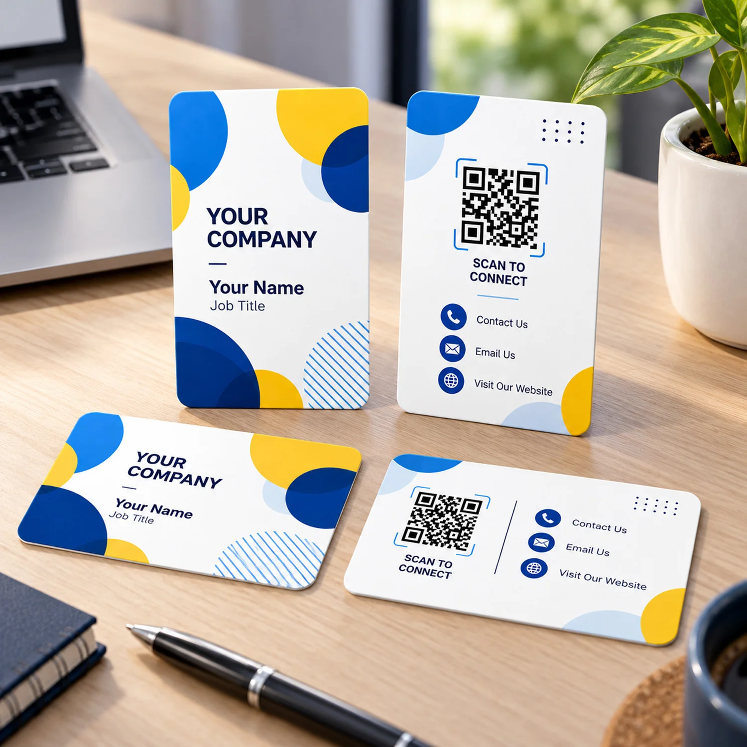 Custom Geometric PVC Cards Personalized Double Sided Printing with Logo Name Text QR Code Modern Business Contact Cards