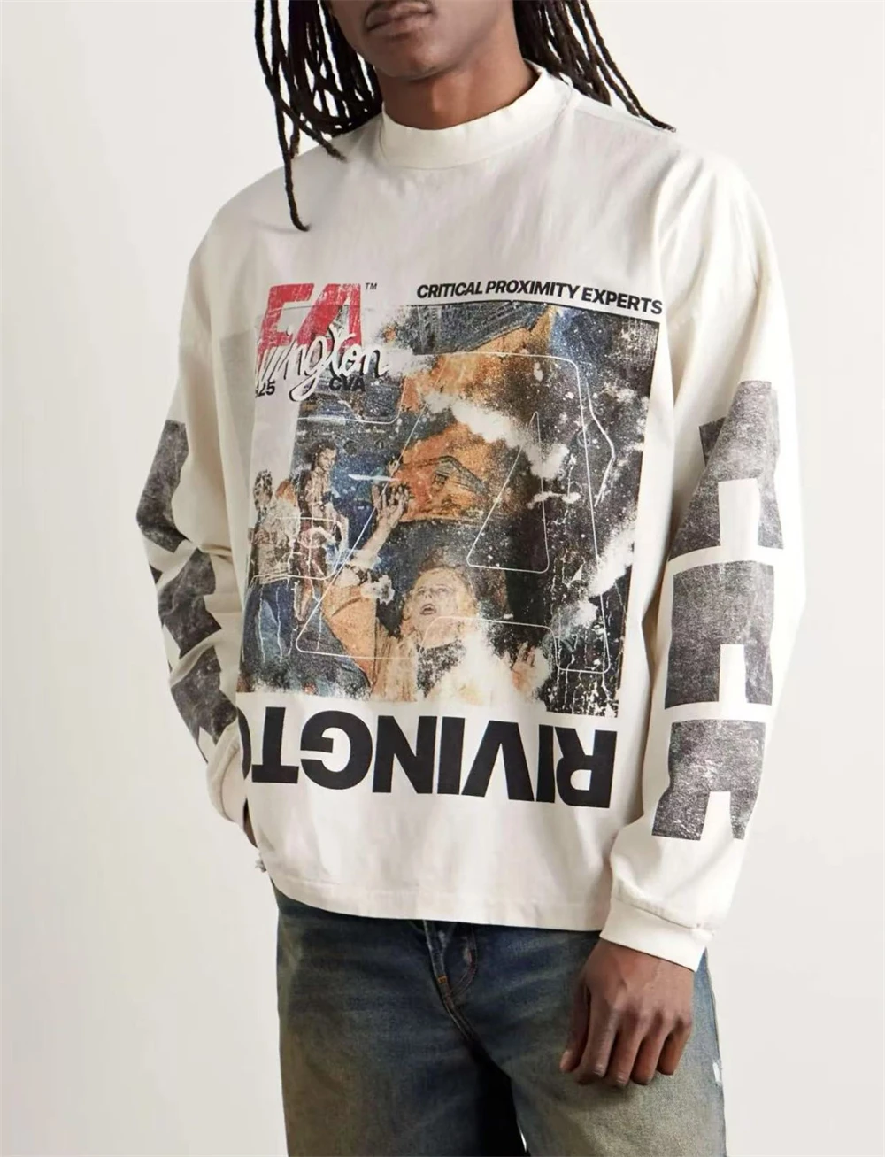 غسلها RRR123 الهواء تحطم الكتابة على الجدران طويلة الأكمام تي شيرت الرجال النساء أفضل جودة RRR 123 بلايز تي شيرت #6