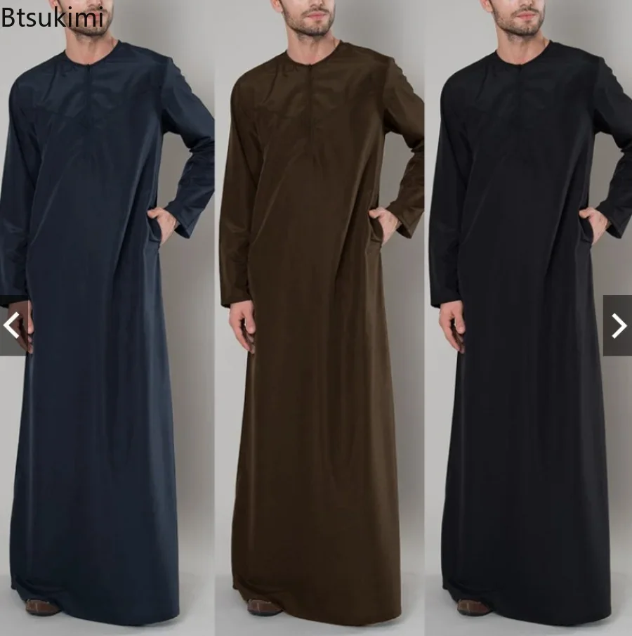 Eid musulmán Jubba Thobe hombres Ramadán bordado vestido largo Kaftan vestido DSaudi Musulman Abaya Dubai árabe Turquía ropa islámica