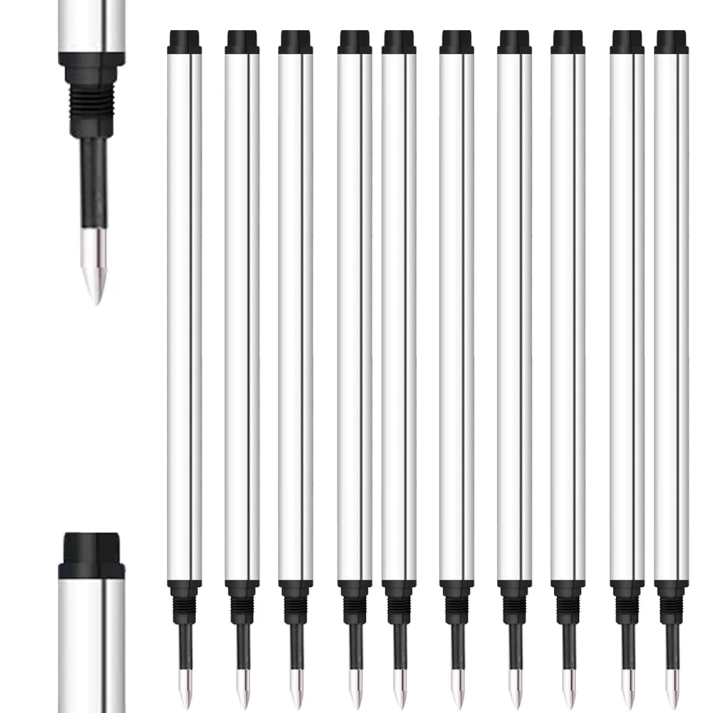 10pcs Spiral Refill, Replaceable Gel Ink Rollerball Refills 0.5mm Medium Point,Threaded Rolling Ball Refills Office Supplies