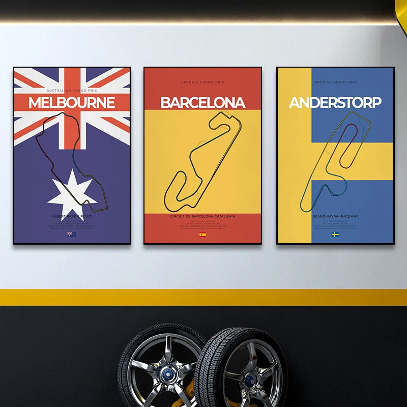 2023 Formula One Imola Monaco Track Circuits Canvas Painting F1 Grand Prix Nordic Wall Art Motorsport Picture Room Home Decor