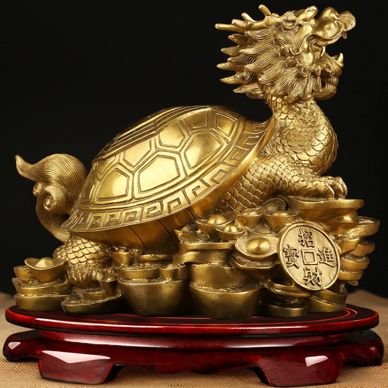 Metal dragon turtle ornaments Absorb wealth metal handicrafts Feng Shui Crafts home decor Living room decor decorative figurine