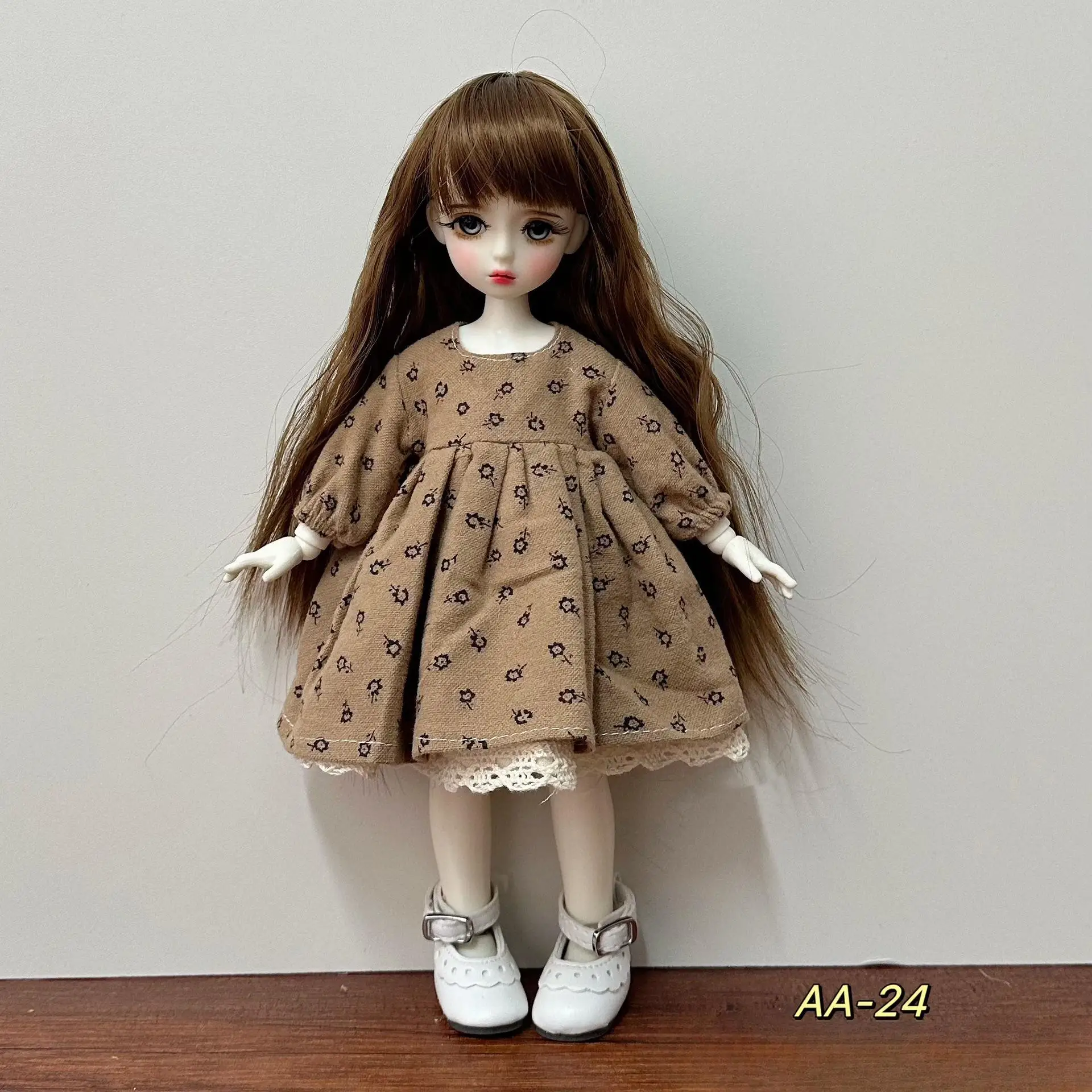 6 points BJD baby clothes 30cm doll dress up skirt doll clothes hand sewn button eye dress