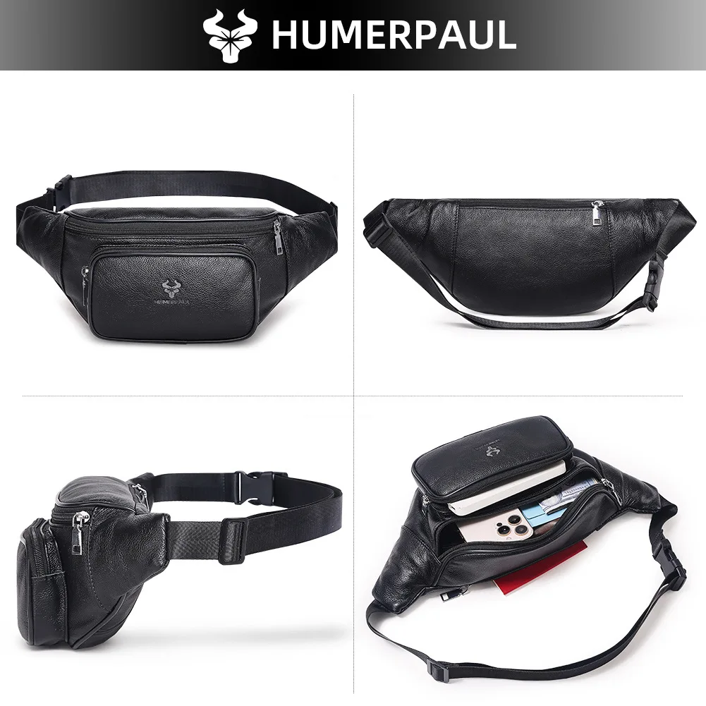 Men's travel crossbody bag, high-end genuine leather multi-purpose waist bag, large-capacity single-shoulder backpack