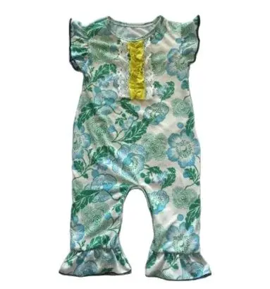 

Blue leaf pattern romper jumpsuit baby for Girls baby jumpsuit cotton home wear easy to wash
