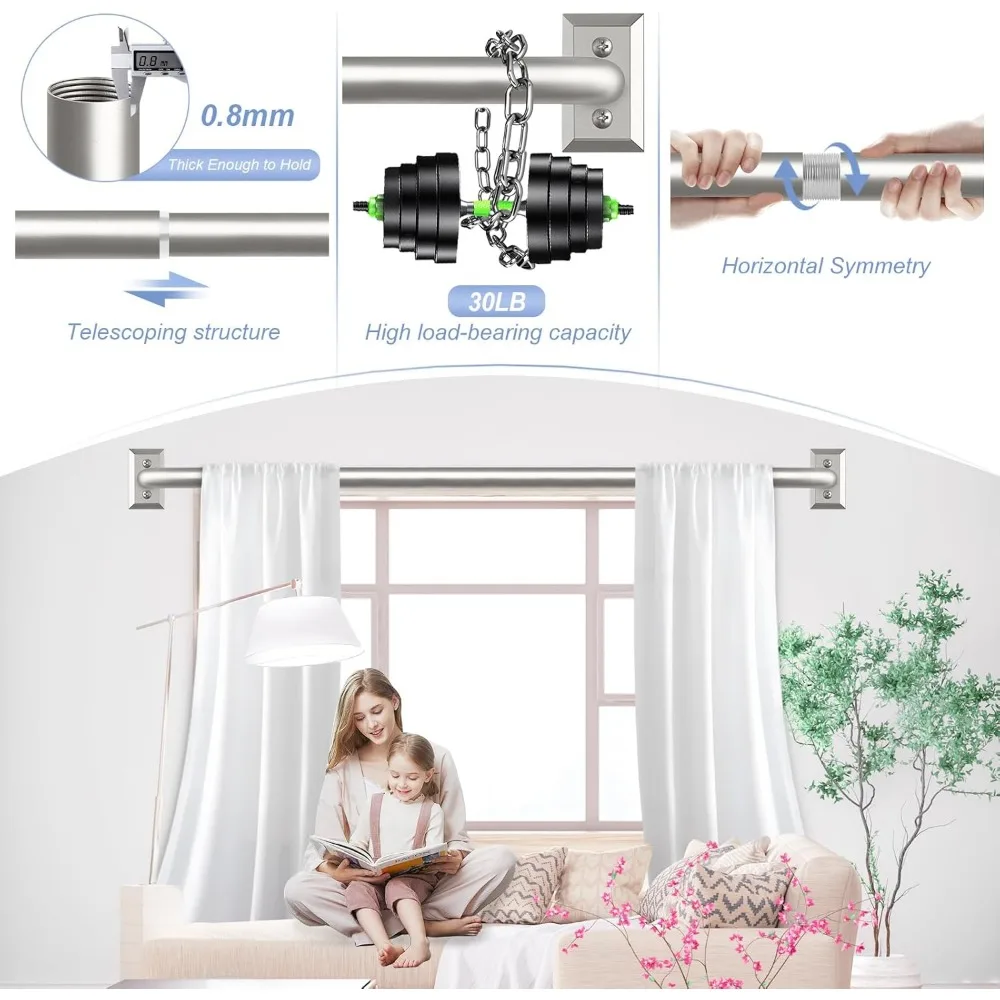 قضيب ستارة من النيكل شديد التحمل قابل للتعديل لستائر التعتيم - تصميم منحني حديث لغرف النوم والمطابخ