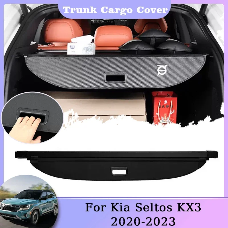 Car Rear Trunk Cargo Cover For Kia Seltos KX3 2020 2021 2022 2023 Luggage Storage Curtains Shield Shades Anti-peeping Accessorie