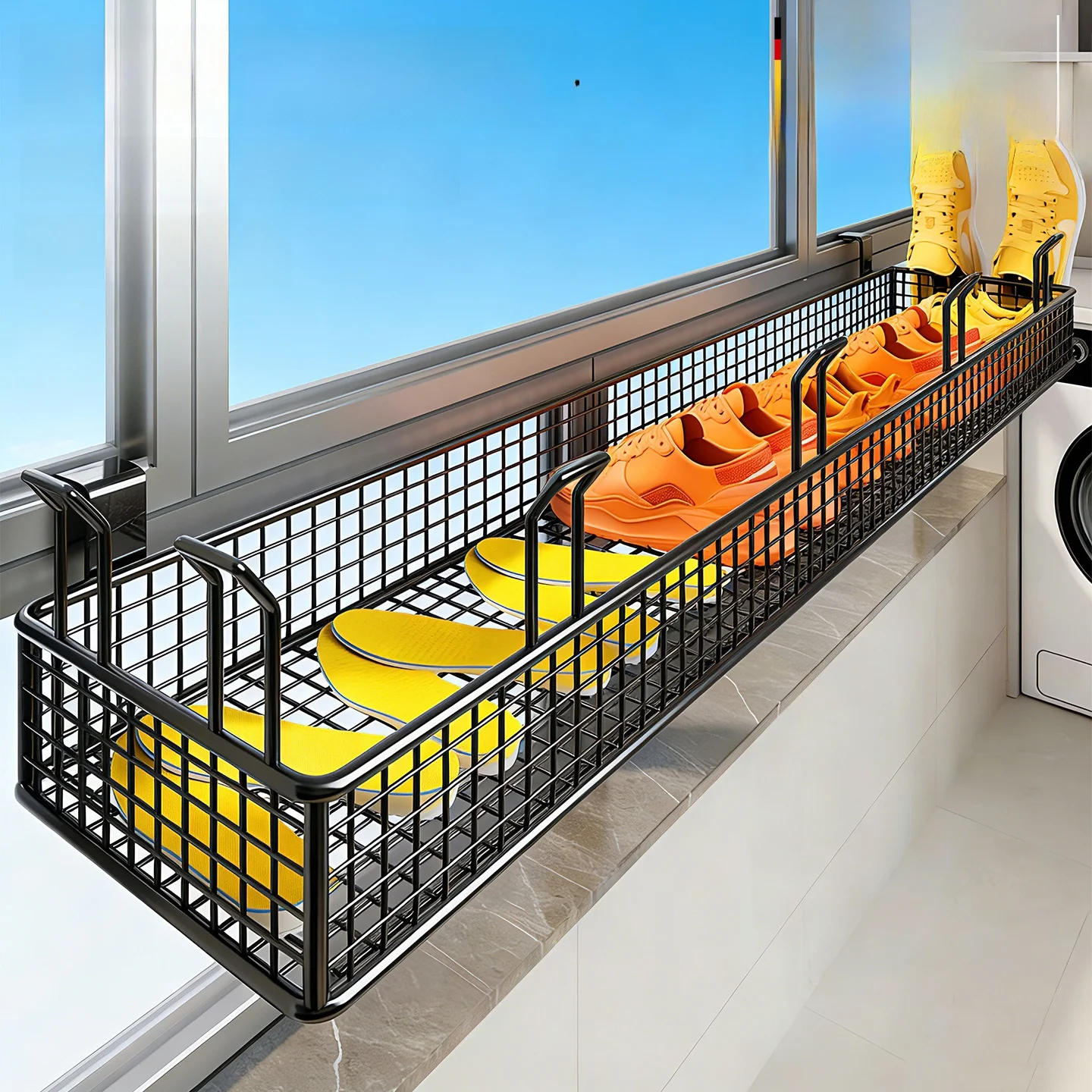 outdoor-balcony-shoe-drying-rack-hanging-shelf-water-drainage-bar-fence-shoe-airer-home-use-utility-storage-organizer