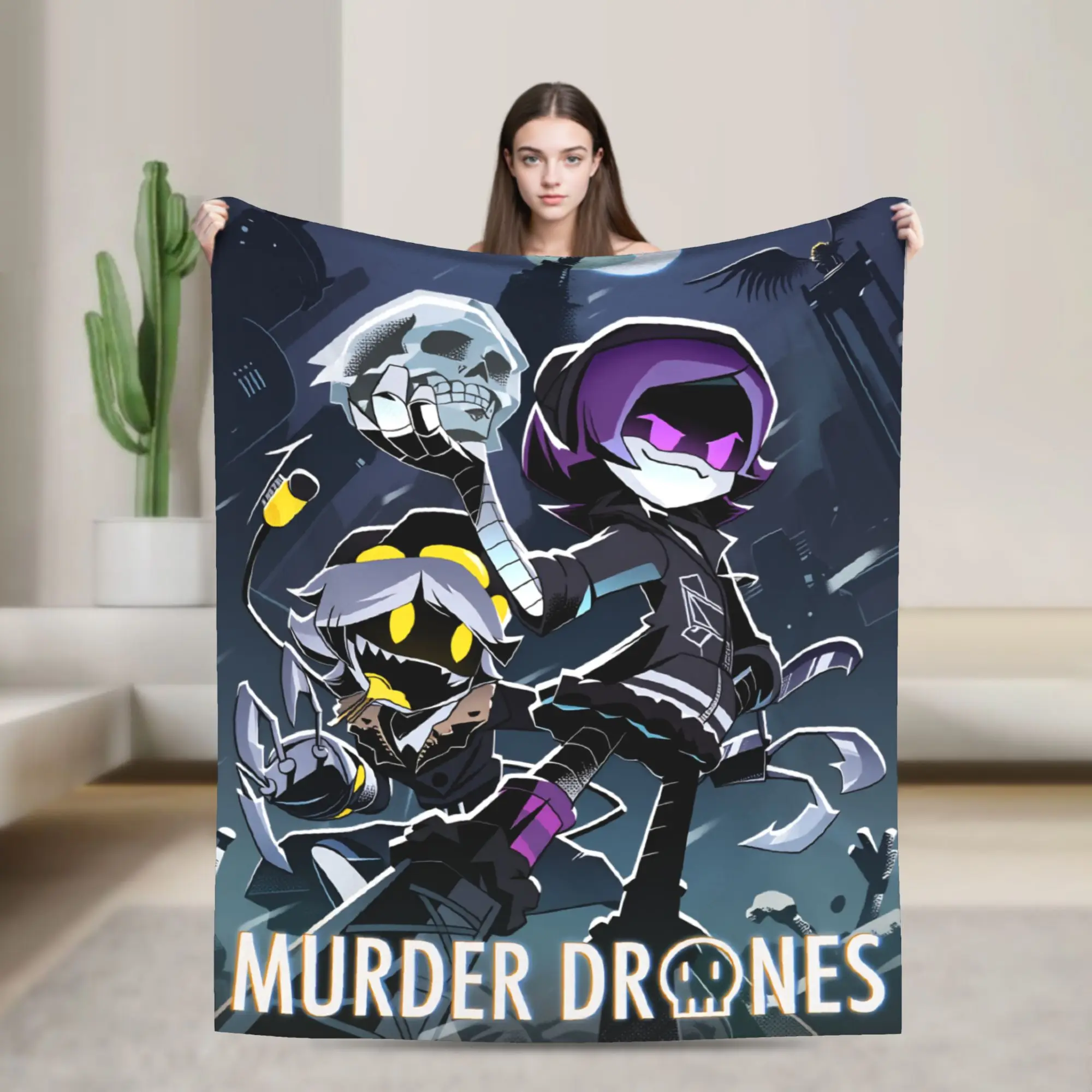 Murder Drones Soft Blanket Uzi Doorman Travel Plush Throw Blanket Funny Bedroom Flannel Bedspread Sofa Bed Cover
