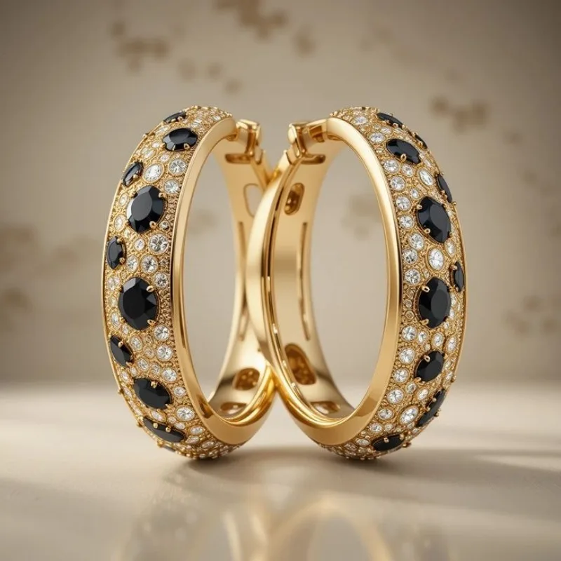 Women's Inlay Zircon Hoop Earrings Fashionable Versatile Suitable For Daily Commuting Party Wearing Earrings Gorgeous Jewelry