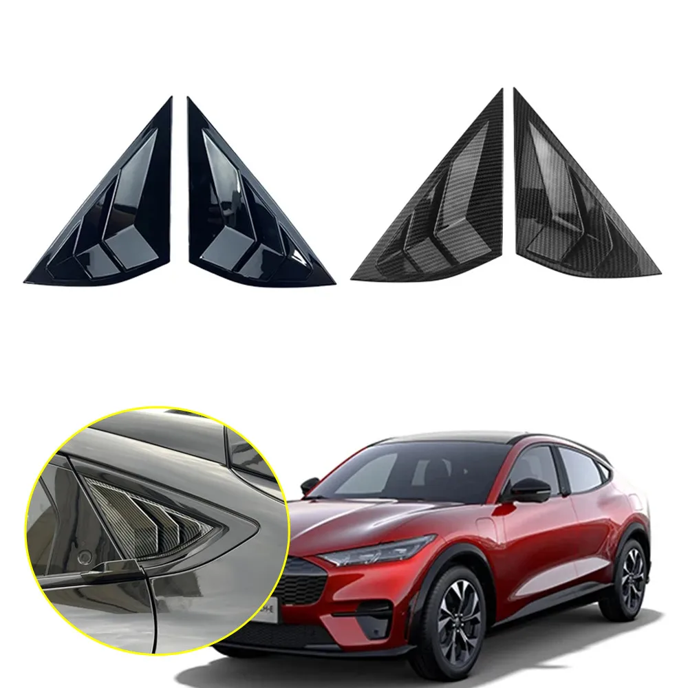 For Mustang Mach-E Mach E 2021 2022 Car Rear Window Louver Shutter Cover Scoop Side Vent Trim Windshield Cover ABS Carbon/Black