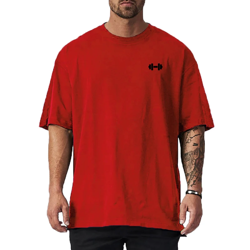 Summer Cotton Oversized Half Sleeve T Shirt Mens Gym Bodybuilding Fitness Loose Casual Lifestyle T-shirt Male Streetwear Tshirt