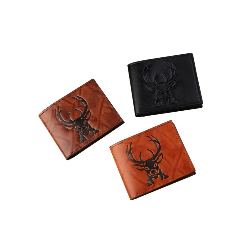 Новый мужской кошелек из искусственной кожи в стиле ретро, черный кофейный кошелек с 3D тисненым узором, ультратонкий двойной складной кошелек с несколькими карманами для мужчин и женщин