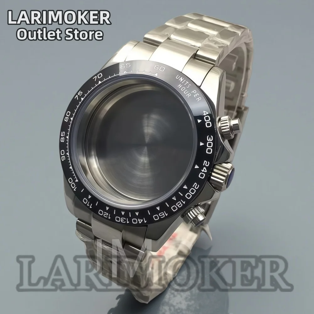 LARIMOKER 39mm Black Silver Gold Rose Gold Stainless Steel Chronograph Watch Case Sapphire Glass Fit VK63 VK64 Quartz Movement