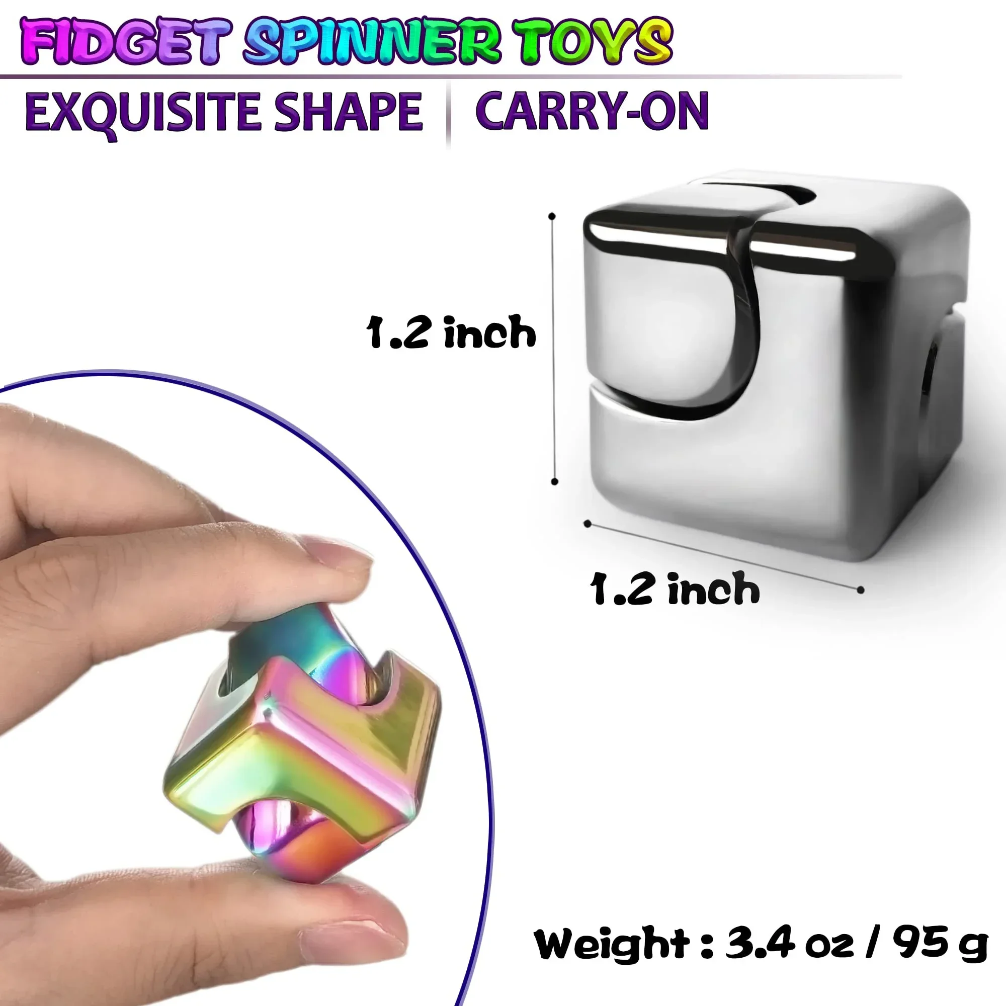 Metal Cube Rotating Fingertip Gyroscope Fidget Anti Stress Toys Adult Office Home Travel Portable Spinner Toys Christmas Gifts