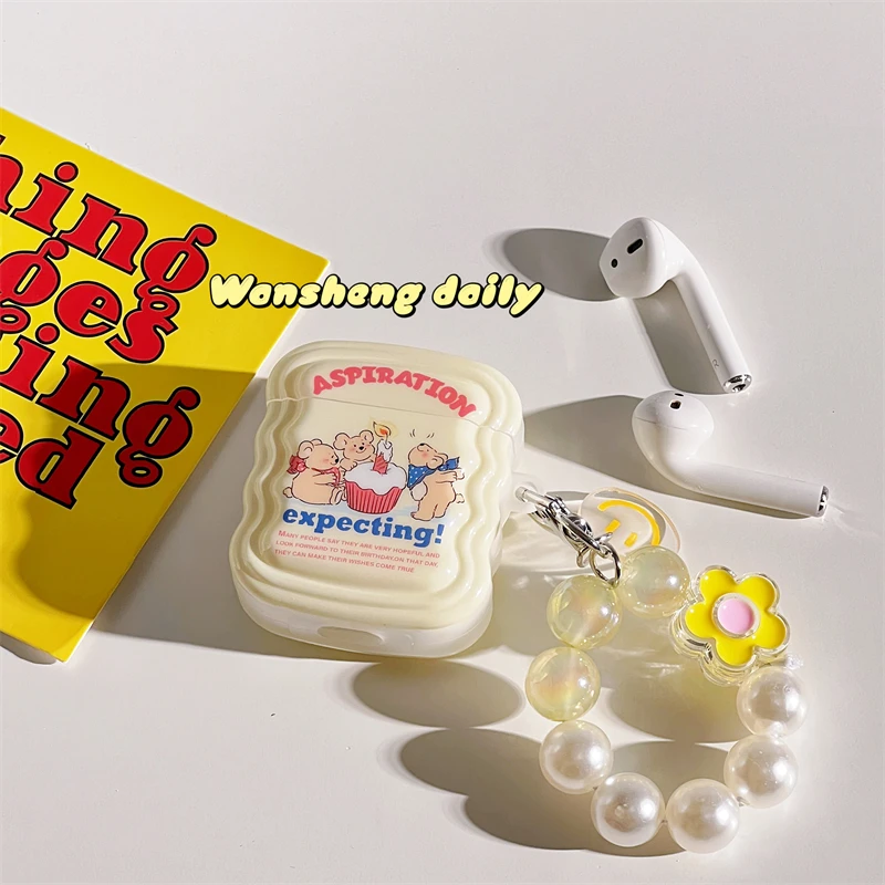 Oortelefoon Case Voor Airpods Pro Leuke Grappige Cartoon Beer Hoofdtelefoon Gevallen Voor Airpods 1 2 3 Imd Headset Bescherm Cover met Hanger