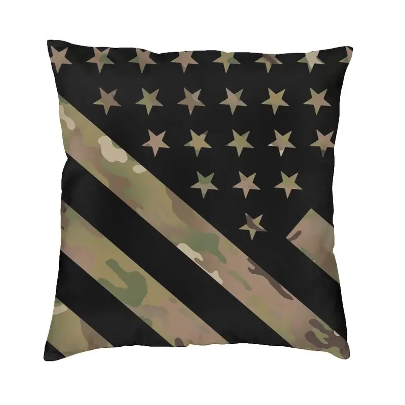 Cool U.S. Flag Camo Square Throw Pillow Case Home Decorative 3D Double Side Print Military Camouflage Cushion Cover Living Room