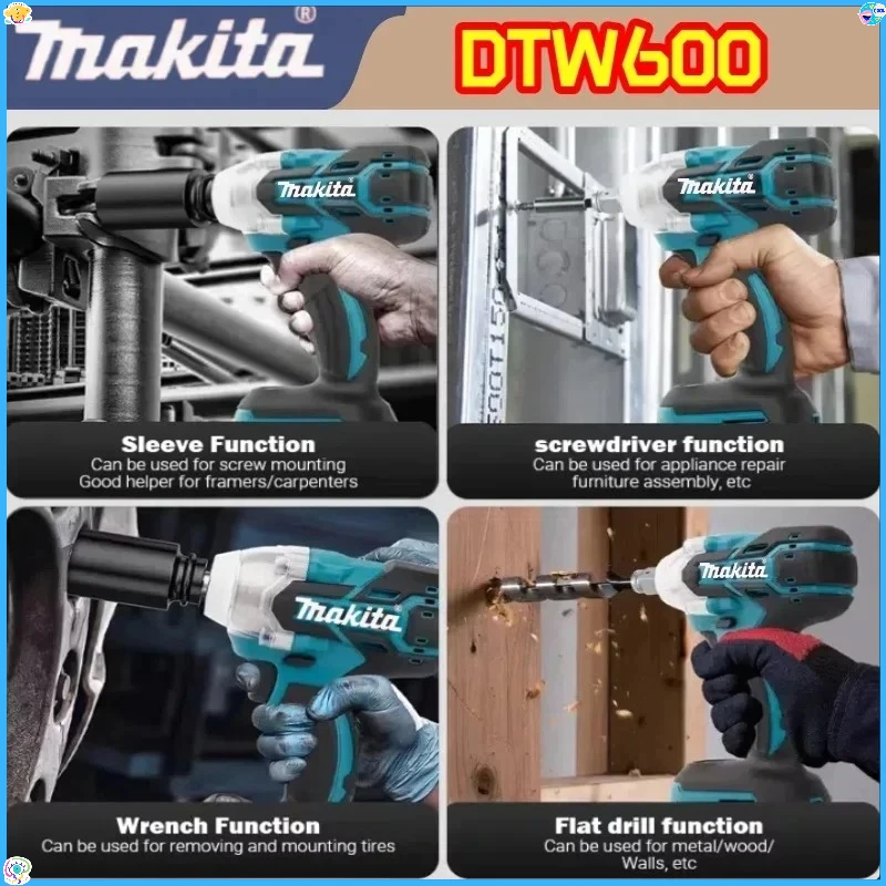 DTW600 Makita para destornillador de batería de 18V, destornillador eléctrico sin escobillas, taladro recargable para batería Makita