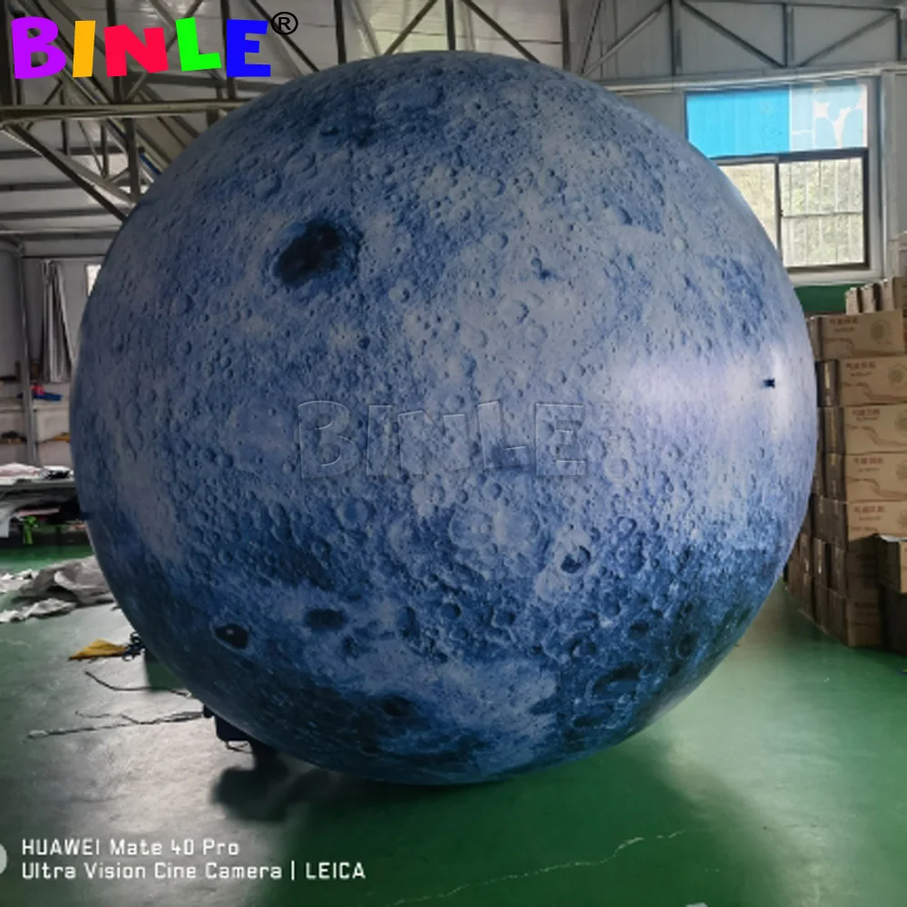 High Definition 3meters Air Blown Giant Inflatable Moon Ball With Led Light Outdoor Decorations Inflatable RGB LED Moon Balloons