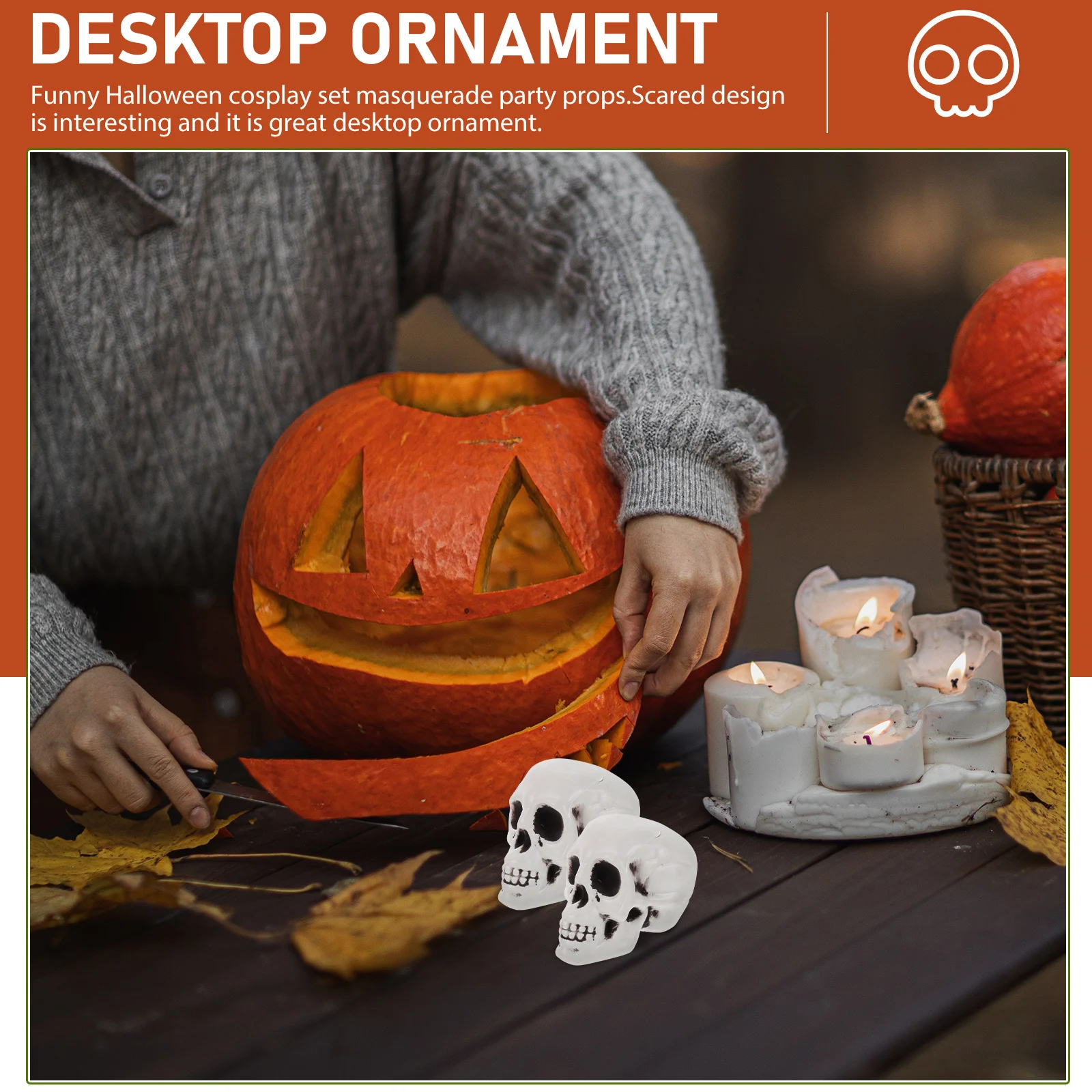 2 stücke Decor Zubehör Angst Design Party Maskerade Halloween Schädel Requisiten Halloween Schädel Zubehör Desktop Ornament