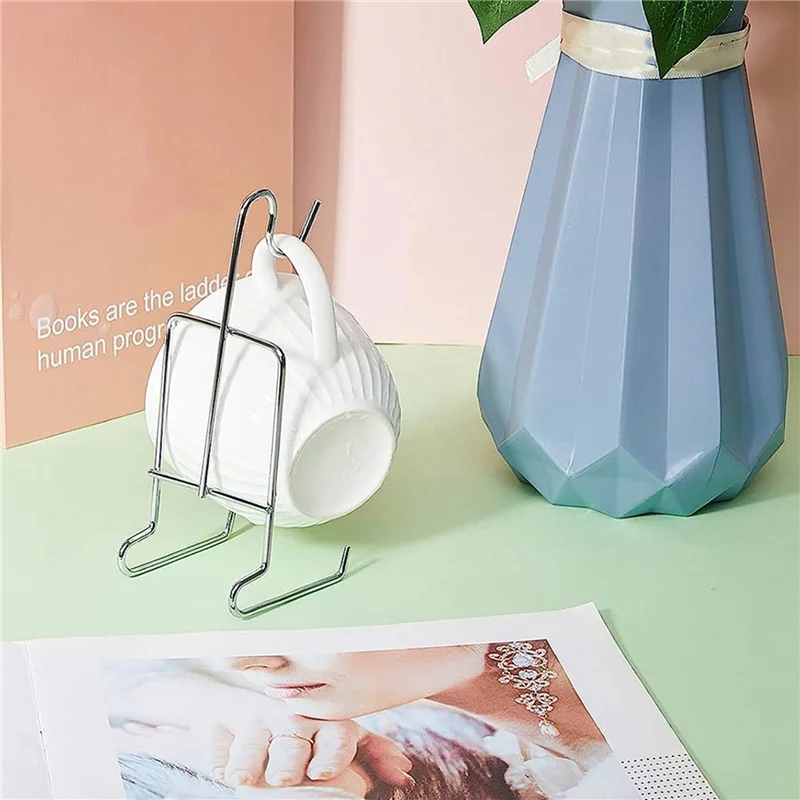 

A63X-24Pcs Tea Cup And Saucer Display Stand Holder Rack Metal Cup Saucer Holder Tea Cup Holder Display Coffee Mug Organizer