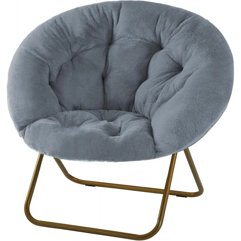 

Comfy Saucer Chairs Cozy Faux Fur Soft Lounge Cute Folding Bedroom Living Room Seat Flexible Reading Foldable Seating