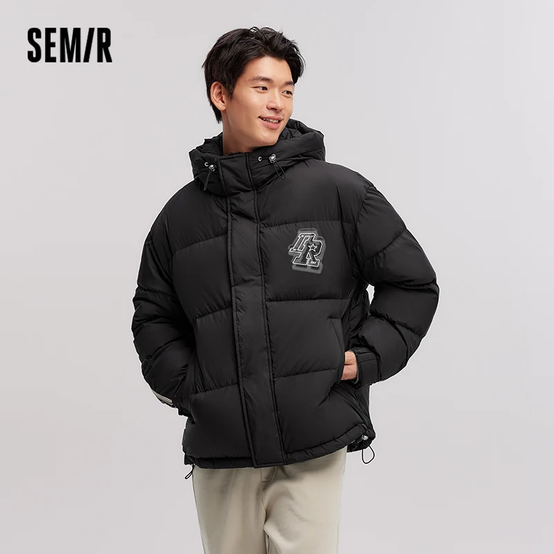 

Мужской пуховик Semir 2025 с цветным принтом в спортивном стиле, свободная зимняя теплая верхняя одежда с капюшоном, мужская одежда