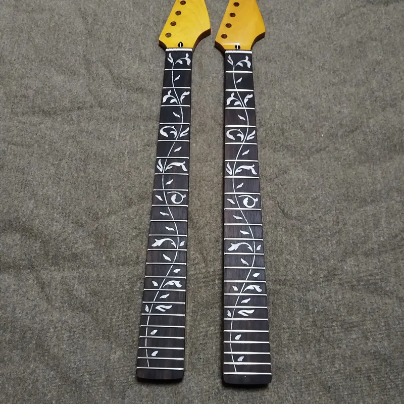 22 Frets Yellow Color Tree of Life Maple Electric Guitar Neck Guitar Parts Wholesale Musical Instruments Accessories