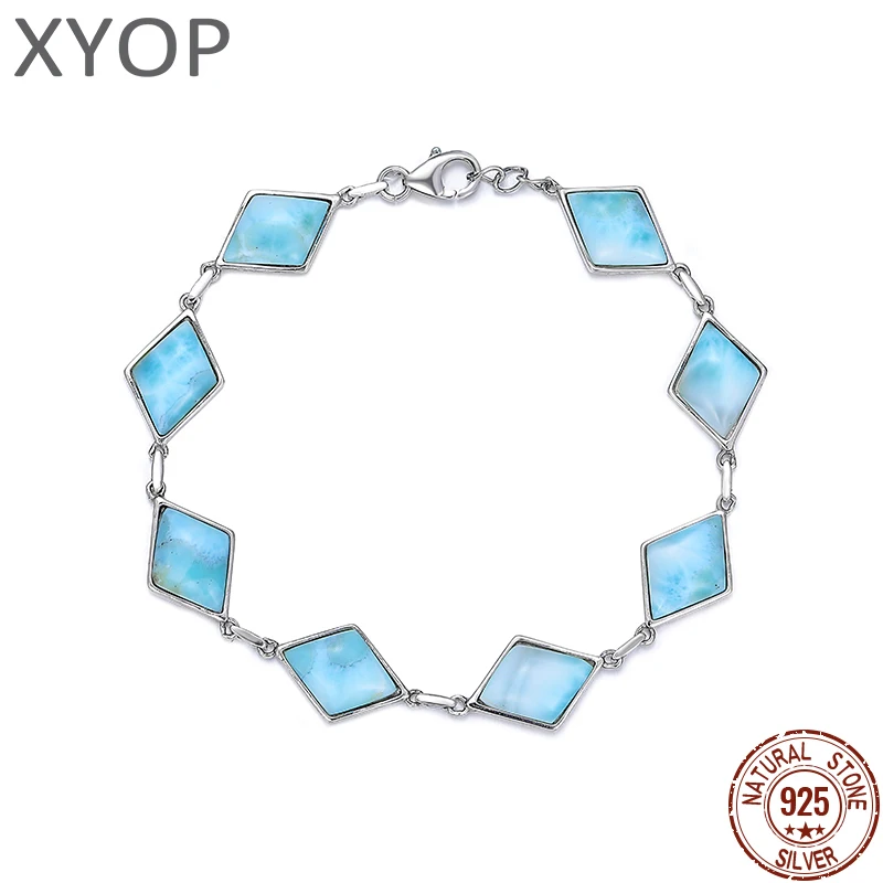 

Ожерелье XYOP 2026 с натуральным ларимаром в форме ромба для женщин, из стерлингового серебра 925 пробы, элегантное украшение для вечеринки, подарок на день рождения