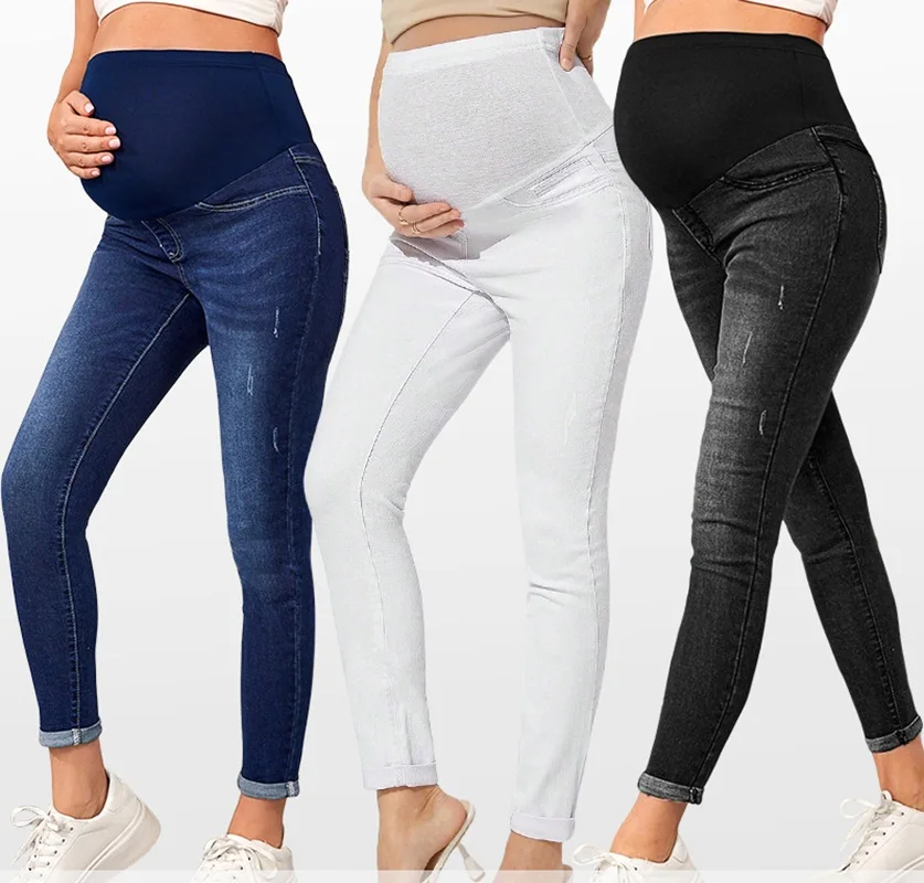 

Denim Pregnancy Abdominal Pant Boyfriend Jeans Legging Maternity Pants for Pregnant Women Belly Support High Waist Pant Trousers