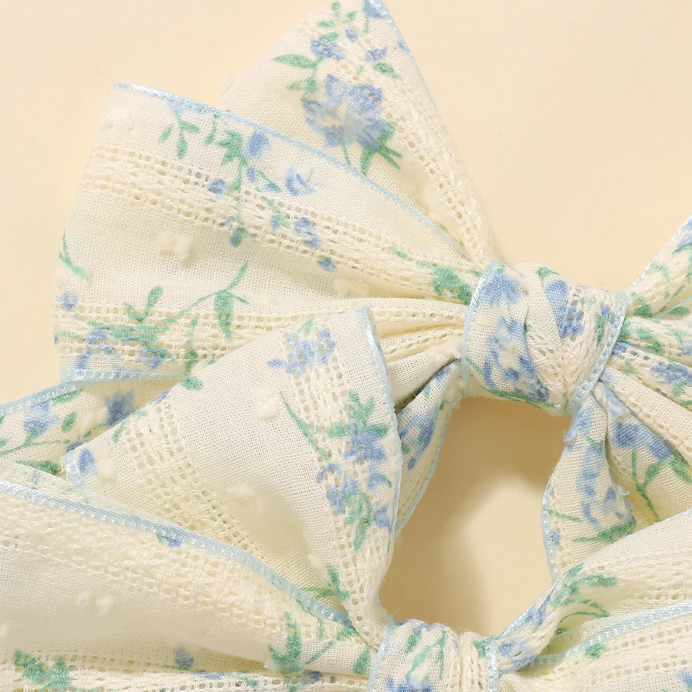 

2pcs/set Sweet Cotton Floral Prints Bow Hair Clips for Baby Girls Lovely Ribbon Bowknot Hairpins Barrettes Party Headwear Gift