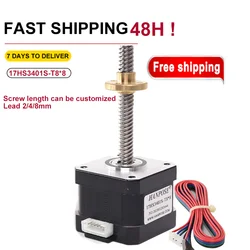 3d printer motor Nema17 stepper motor with T8 screw lead 8mm 300mm 42 motor 42BYGH 17HS3401S for Z axis long screw