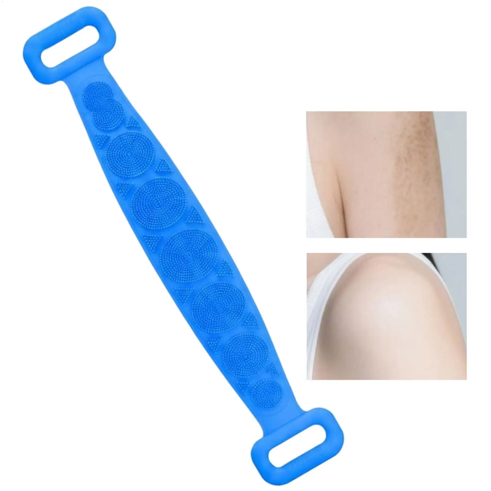 Silicone Body Scrubber 70cm Massage Soft 2-sided Long Belt Shower Body Exfoliating Brush Band Shower Belt Body Scrubber Brush